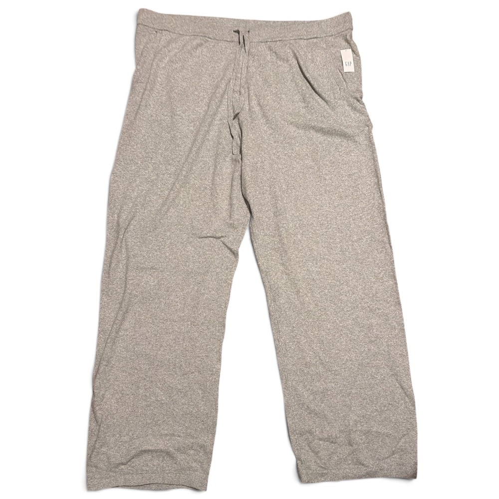 Gap Women XXL Tall Gray Knit Lounge Pajama Set Button Top Wide Leg Pants NWT
